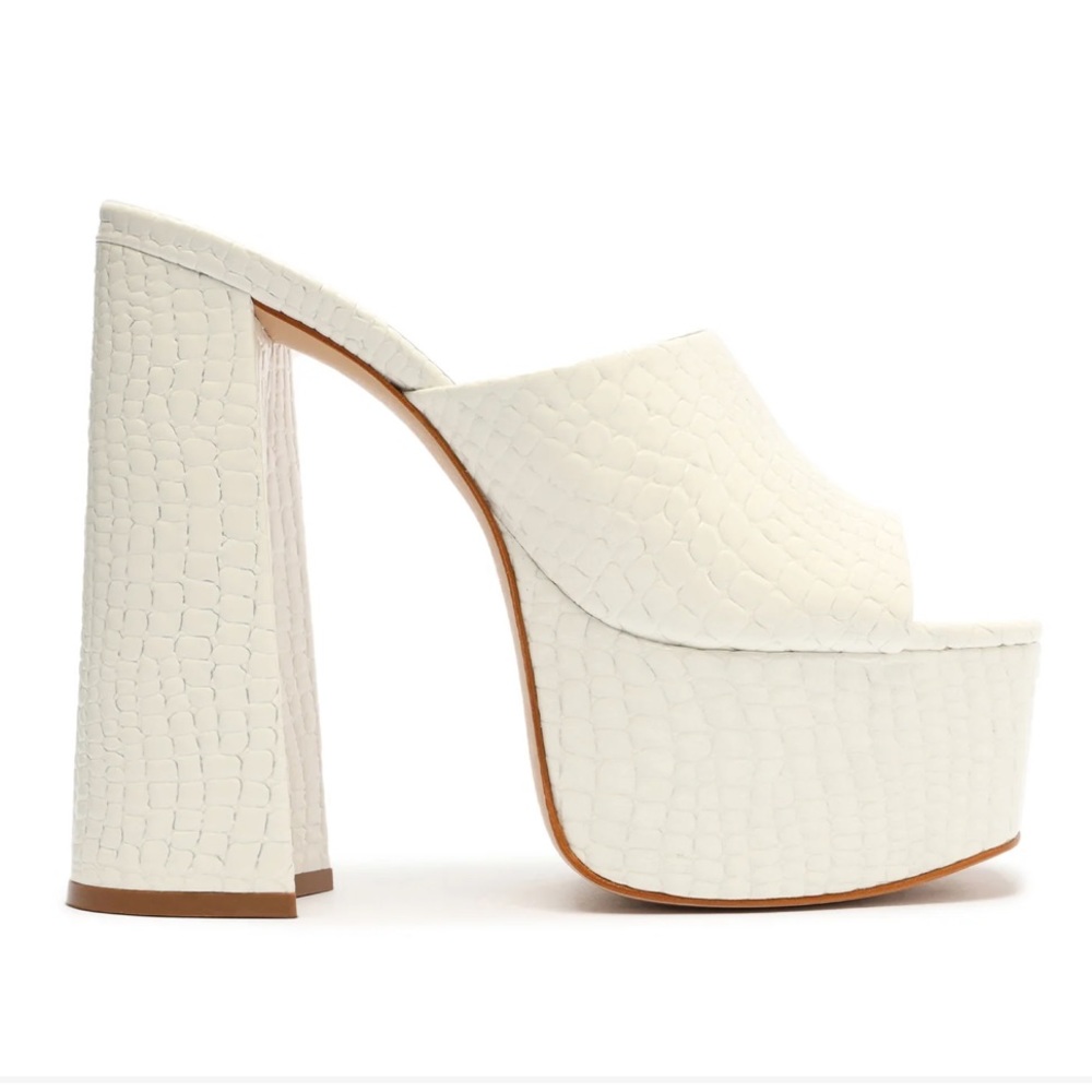 SCHUTZ Darah Crocodile-Embossed Leather Sandal